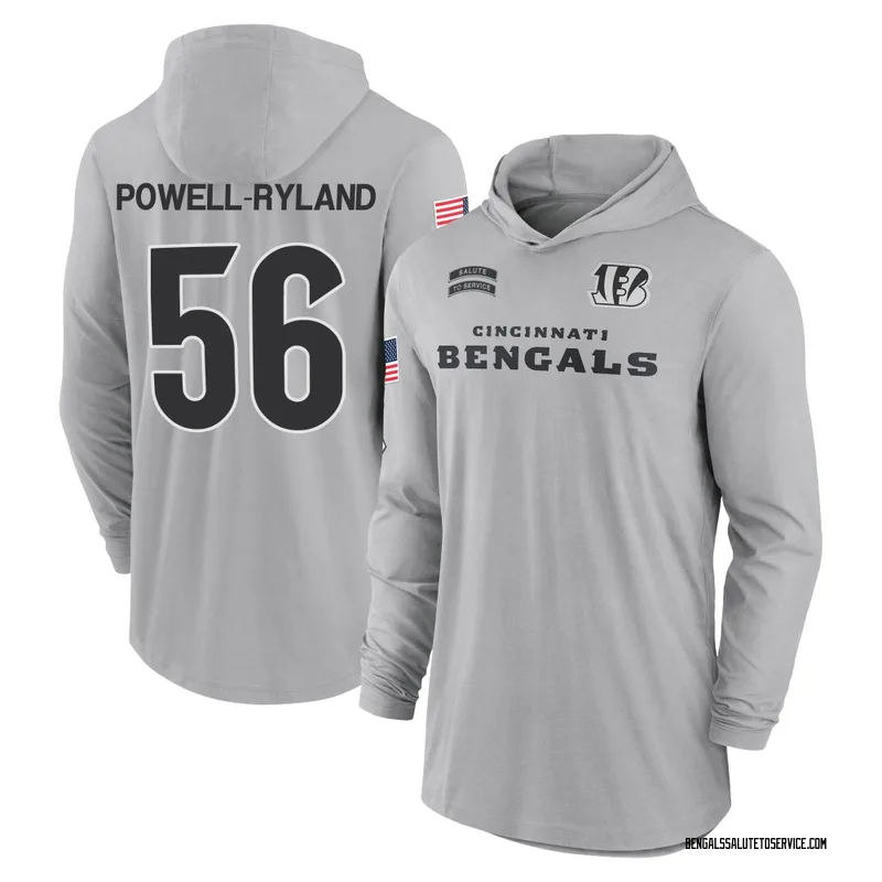 Men's Antwaun Powell-Ryland Cincinnati Bengals Gray 2024 Salute to Service Lightweight Performance Long Sleeve Hooded T-Shirt