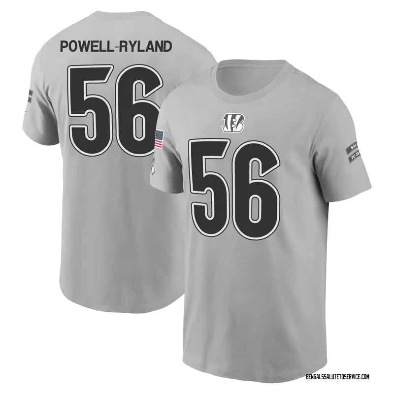 Men's Antwaun Powell-Ryland Cincinnati Bengals Gray 2024 Salute to Service Name & Number T-Shirt