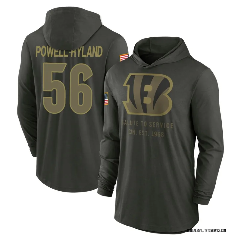 Men's Antwaun Powell-Ryland Cincinnati Bengals Green Forest/ 2025 Salute to Service Sideline Lightweight Hooded Pullover Long Sl