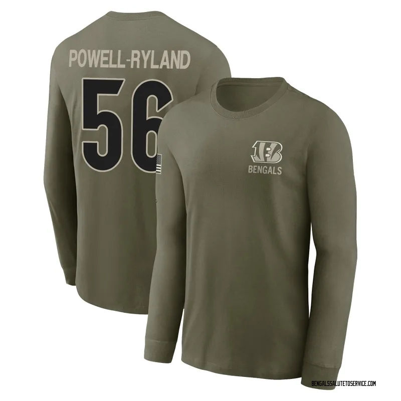 Men's Antwaun Powell-Ryland Cincinnati Bengals Olive 2025 Salute to Service Sideline Long Sleeve T-Shirt