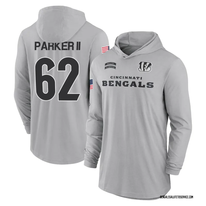 Men's Brian Parker II Cincinnati Bengals Gray 2024 Salute to Service Lightweight Performance Long Sleeve Hooded T-Shirt