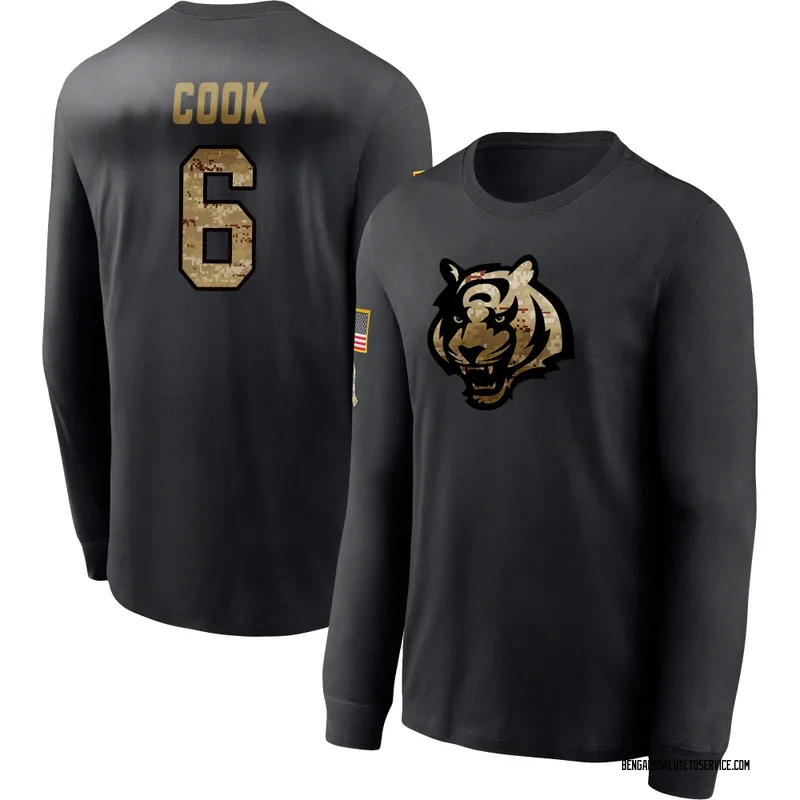 Men's Bryan Cook Cincinnati Bengals Black 2020 Salute To Service Sideline Performance Long Sleeve T-Shirt