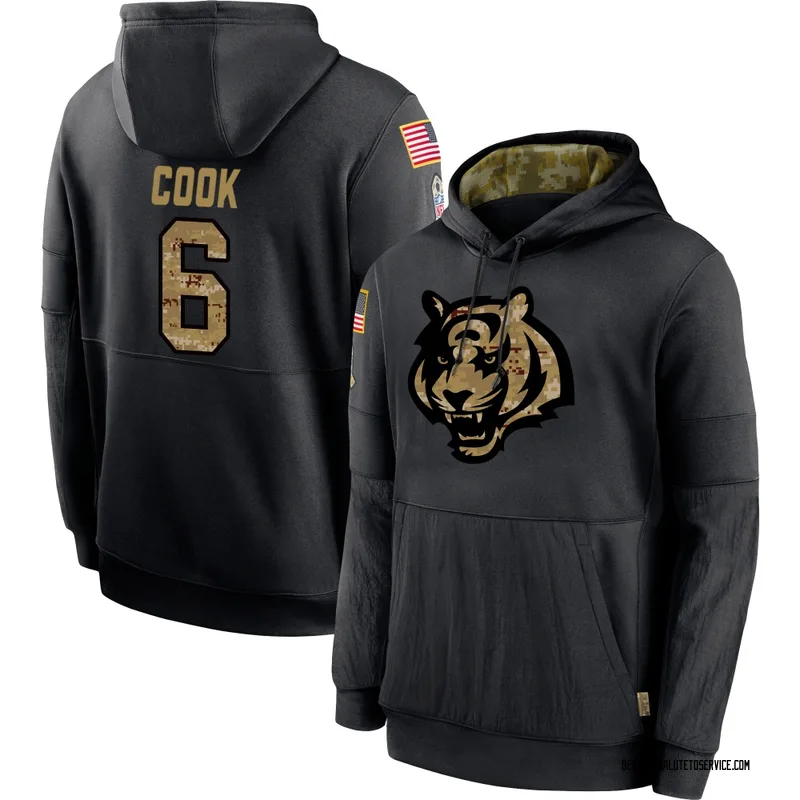 Men's Bryan Cook Cincinnati Bengals Black 2020 Salute to Service Sideline Performance Pullover Hoodie