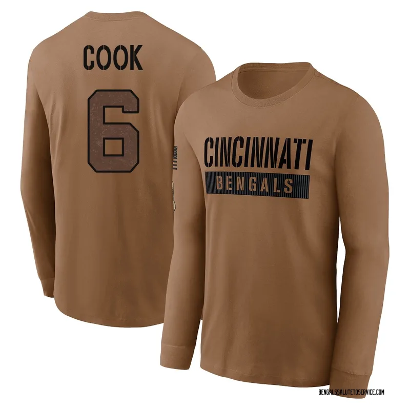 Men's Bryan Cook Cincinnati Bengals Brown 2023 Salute To Service Long Sleeve T-Shirt