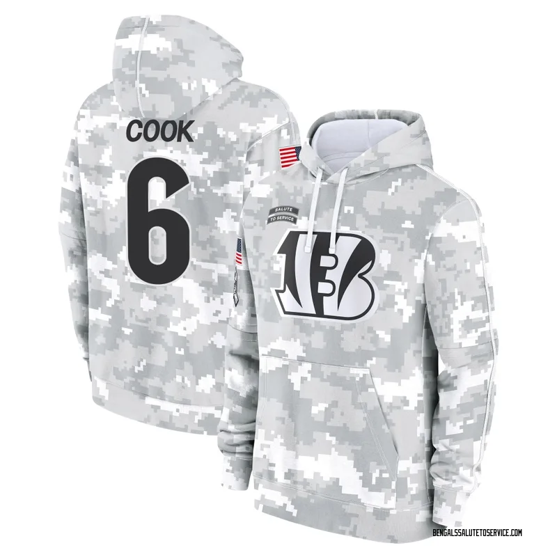 Men's Bryan Cook Cincinnati Bengals Camo Arctic 2024 Salute to Service Club Fleece Pullover Hoodie