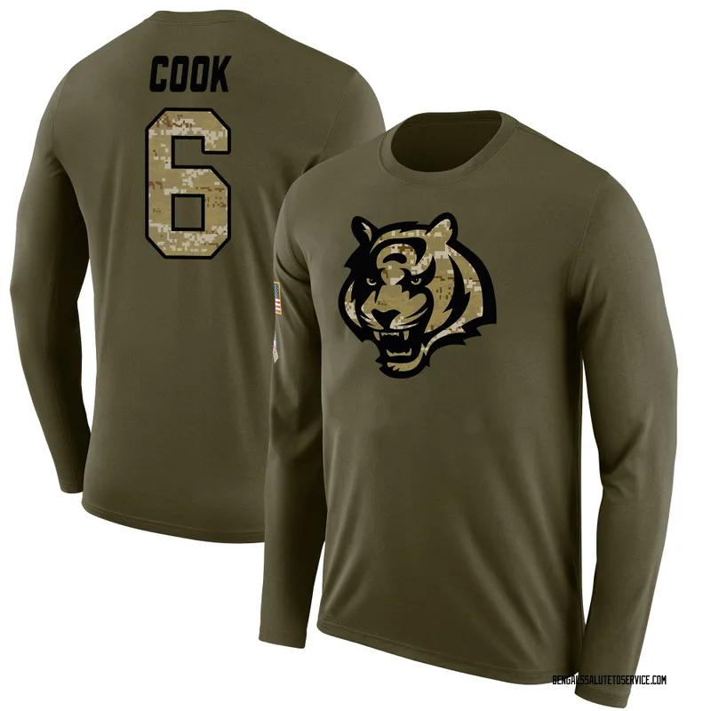 Men's Bryan Cook Cincinnati Bengals Legend Olive Salute to Service Sideline Long Sleeve T-Shirt