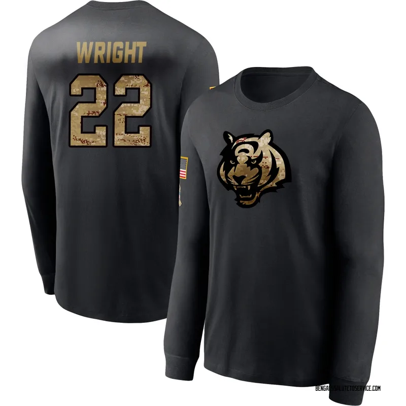 Men's Ceyair Wright Cincinnati Bengals Black 2020 Salute To Service Sideline Performance Long Sleeve T-Shirt