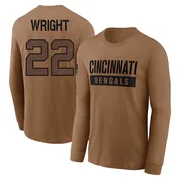 Men's Ceyair Wright Cincinnati Bengals Brown 2023 Salute To Service Long Sleeve T-Shirt