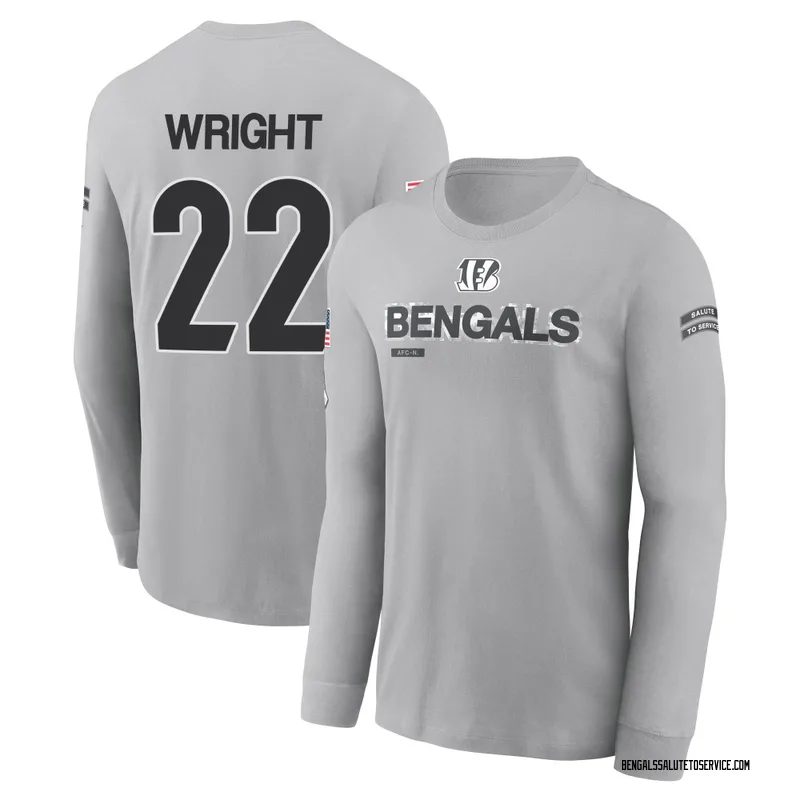 Men's Ceyair Wright Cincinnati Bengals Gray 2024 Salute to Service Long Sleeve T-Shirt