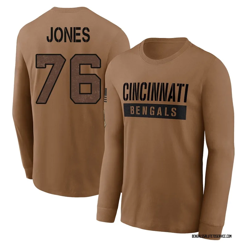 Men's Christian Jones Cincinnati Bengals Brown 2023 Salute To Service Long Sleeve T-Shirt