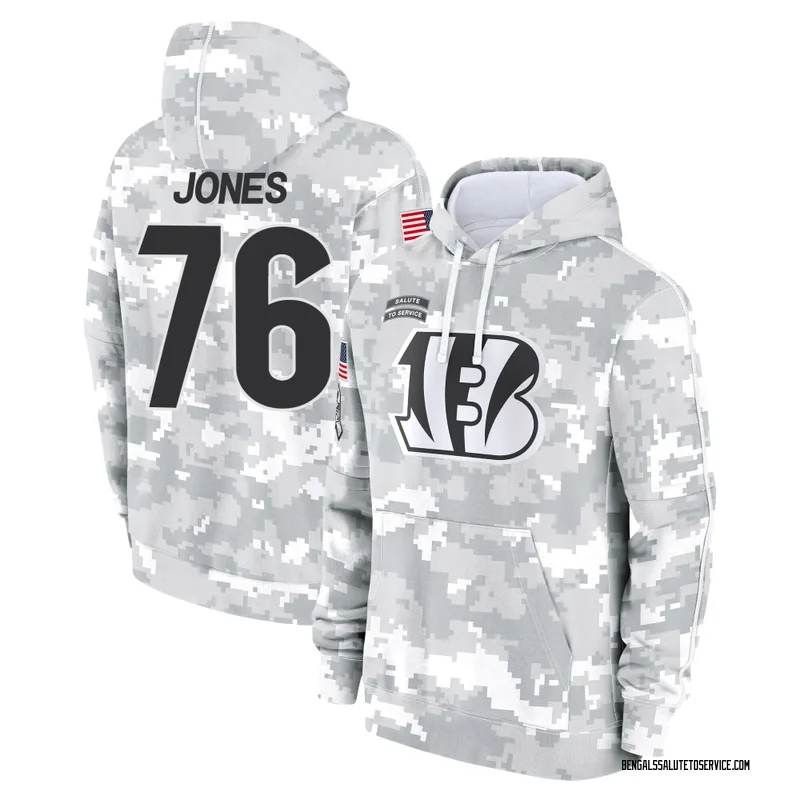 Men's Christian Jones Cincinnati Bengals Camo Arctic 2024 Salute to Service Club Fleece Pullover Hoodie