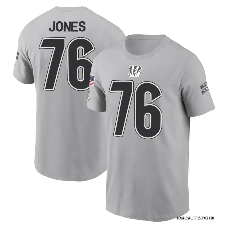 Men's Christian Jones Cincinnati Bengals Gray 2024 Salute to Service Name & Number T-Shirt