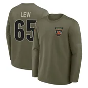 Men's Connor Lew Cincinnati Bengals Olive 2025 Salute to Service Sideline Coaches Long Sleeve T-Shirt