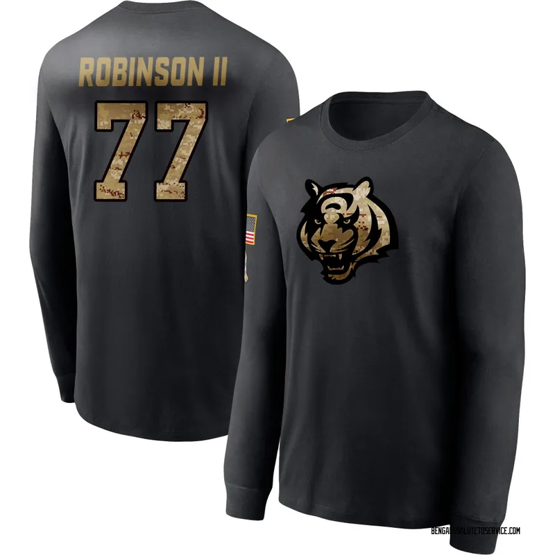 Men's Corey Robinson II Cincinnati Bengals Black 2020 Salute To Service Sideline Performance Long Sleeve T-Shirt