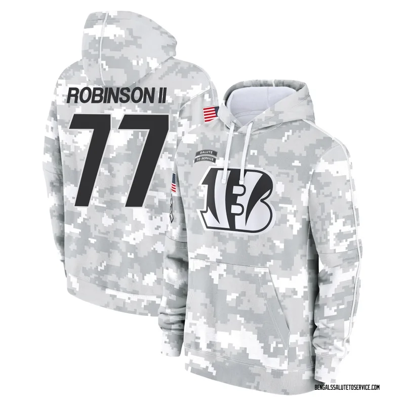 Men's Corey Robinson II Cincinnati Bengals Camo Arctic 2024 Salute to Service Club Fleece Pullover Hoodie