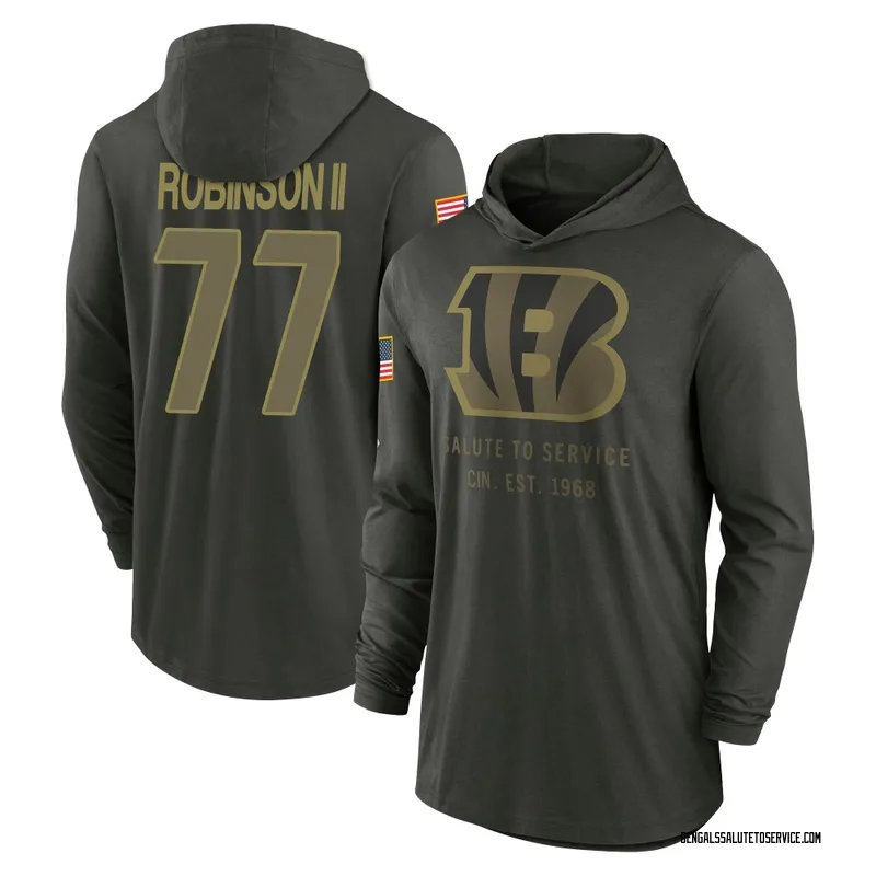 Men's Corey Robinson II Cincinnati Bengals Green Forest/ 2025 Salute to Service Sideline Lightweight Hooded Pullover Long Sleeve