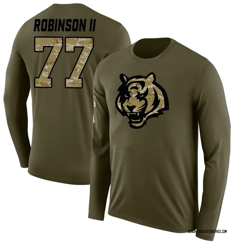 Men's Corey Robinson II Cincinnati Bengals Legend Olive Salute to Service Sideline Long Sleeve T-Shirt