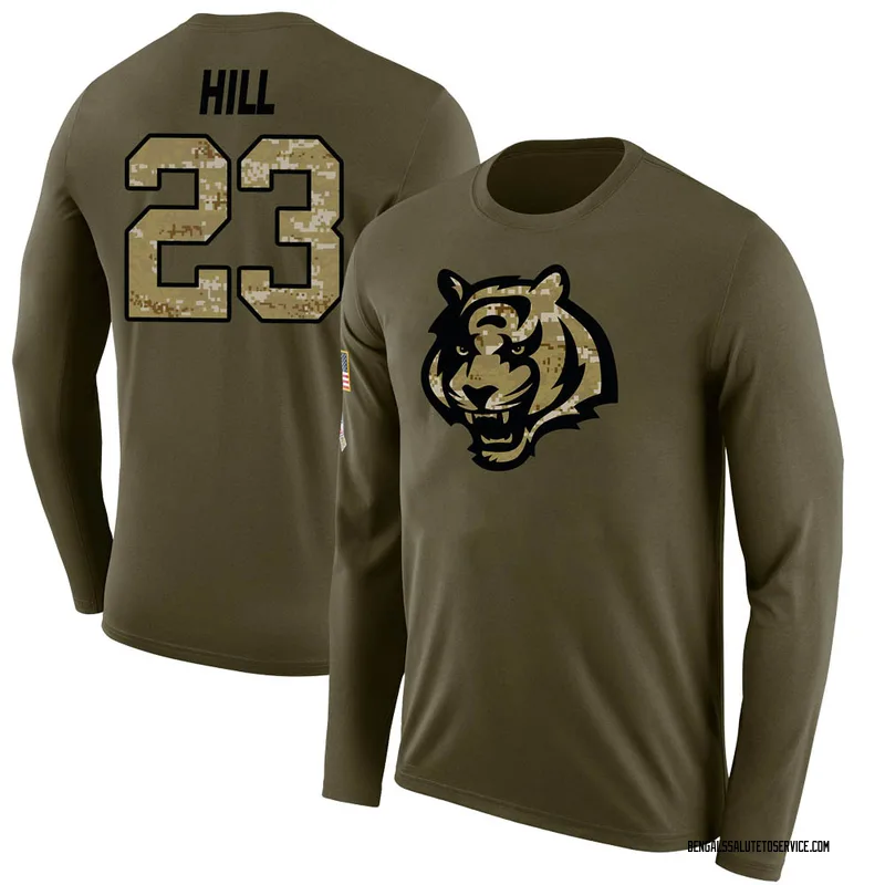 Men's Dax Hill Cincinnati Bengals Legend Olive Salute to Service Sideline Long Sleeve T-Shirt