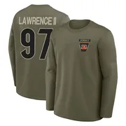 Men's Dexter Lawrence II Cincinnati Bengals Olive 2025 Salute to Service Sideline Coaches Long Sleeve T-Shirt