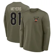 Men's Dohnte Meyers Cincinnati Bengals Olive 2025 Salute to Service Sideline Coaches Long Sleeve T-Shirt