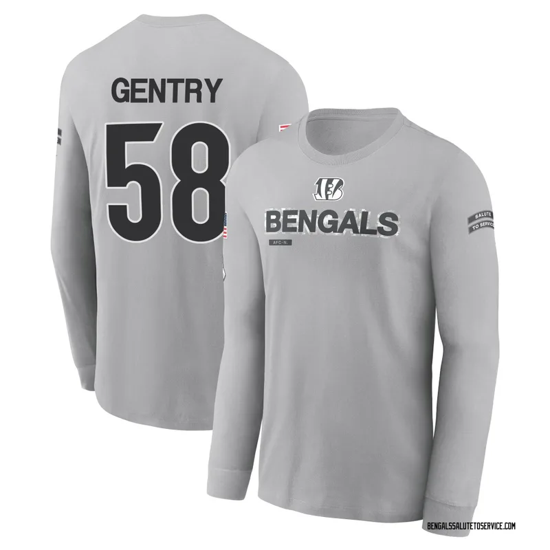 Men's Eric Gentry Cincinnati Bengals Gray 2024 Salute to Service Long Sleeve T-Shirt