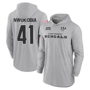 Men's Isaiah Nwokobia Cincinnati Bengals Gray 2024 Salute to Service Lightweight Performance Long Sleeve Hooded T-Shirt