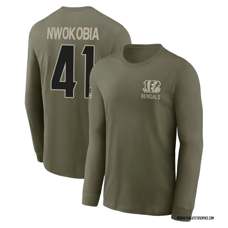 Men's Isaiah Nwokobia Cincinnati Bengals Olive 2025 Salute to Service Sideline Long Sleeve T-Shirt