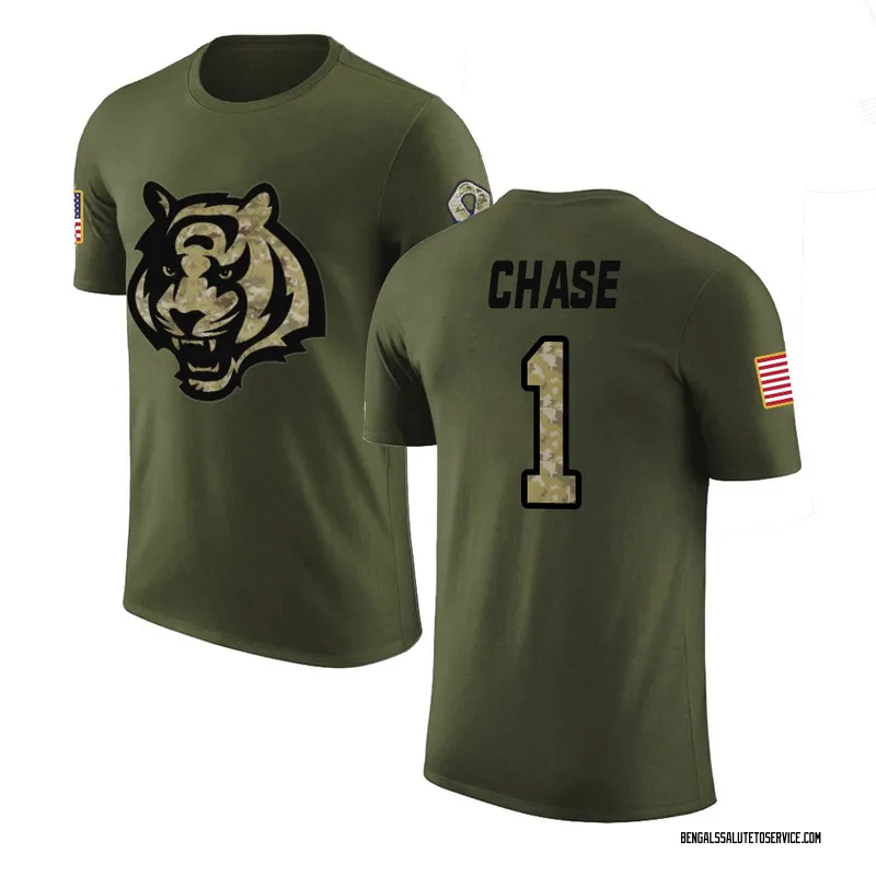 Men's Ja'Marr Chase Cincinnati Bengals Legend Olive Salute to Service T-Shirt