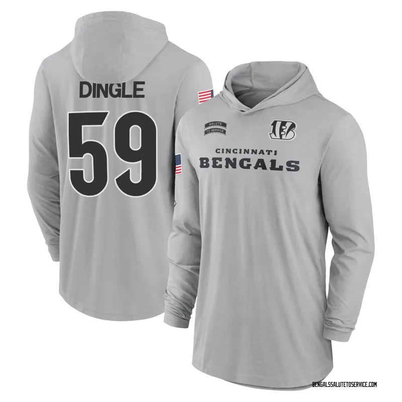 Men's Jack Dingle Cincinnati Bengals Gray 2024 Salute to Service Lightweight Performance Long Sleeve Hooded T-Shirt