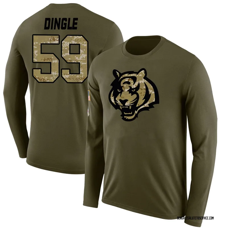 Men's Jack Dingle Cincinnati Bengals Legend Olive Salute to Service Sideline Long Sleeve T-Shirt