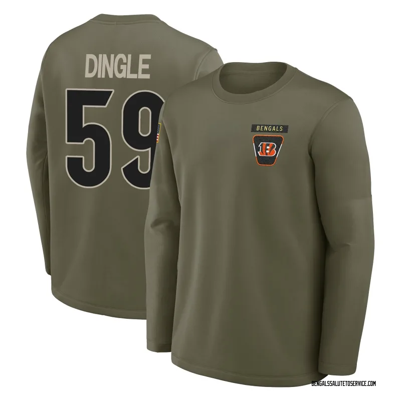 Men's Jack Dingle Cincinnati Bengals Olive 2025 Salute to Service Sideline Coaches Long Sleeve T-Shirt