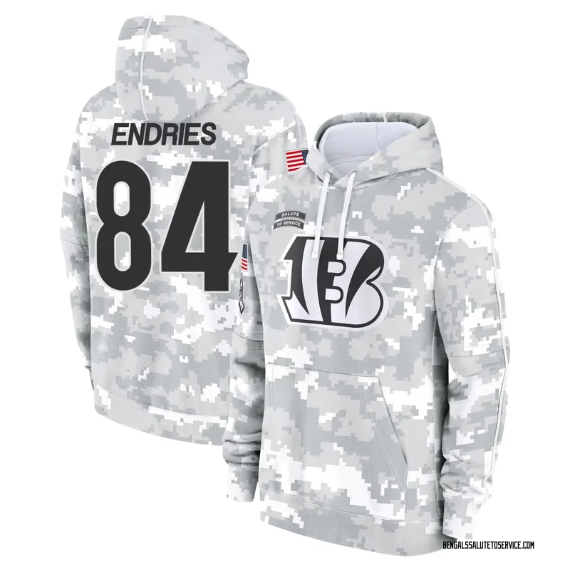 Men's Jack Endries Cincinnati Bengals Camo Arctic 2024 Salute to Service Club Fleece Pullover Hoodie