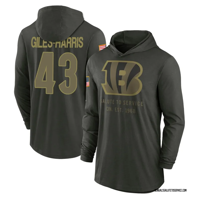 Men's Joe Giles-Harris Cincinnati Bengals Green Forest/ 2025 Salute to Service Sideline Lightweight Hooded Pullover Long Sleeve 