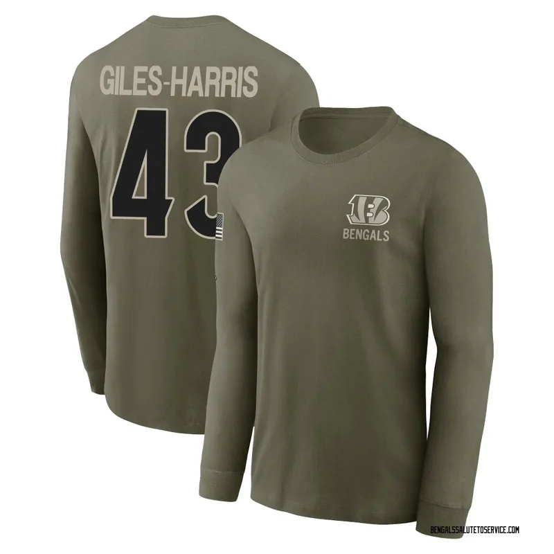 Men's Joe Giles-Harris Cincinnati Bengals Olive 2025 Salute to Service Sideline Long Sleeve T-Shirt