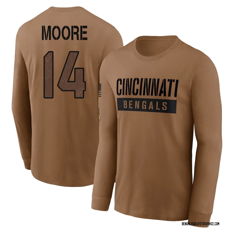 Men's Jordan Moore Cincinnati Bengals Brown 2023 Salute To Service Long Sleeve T-Shirt