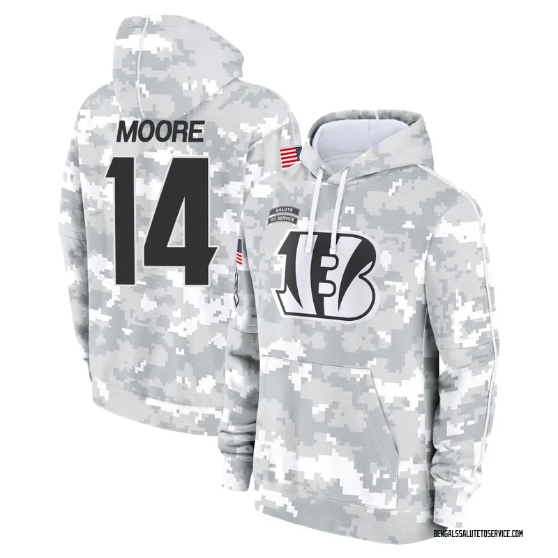 Men's Jordan Moore Cincinnati Bengals Camo Arctic 2024 Salute to Service Club Fleece Pullover Hoodie