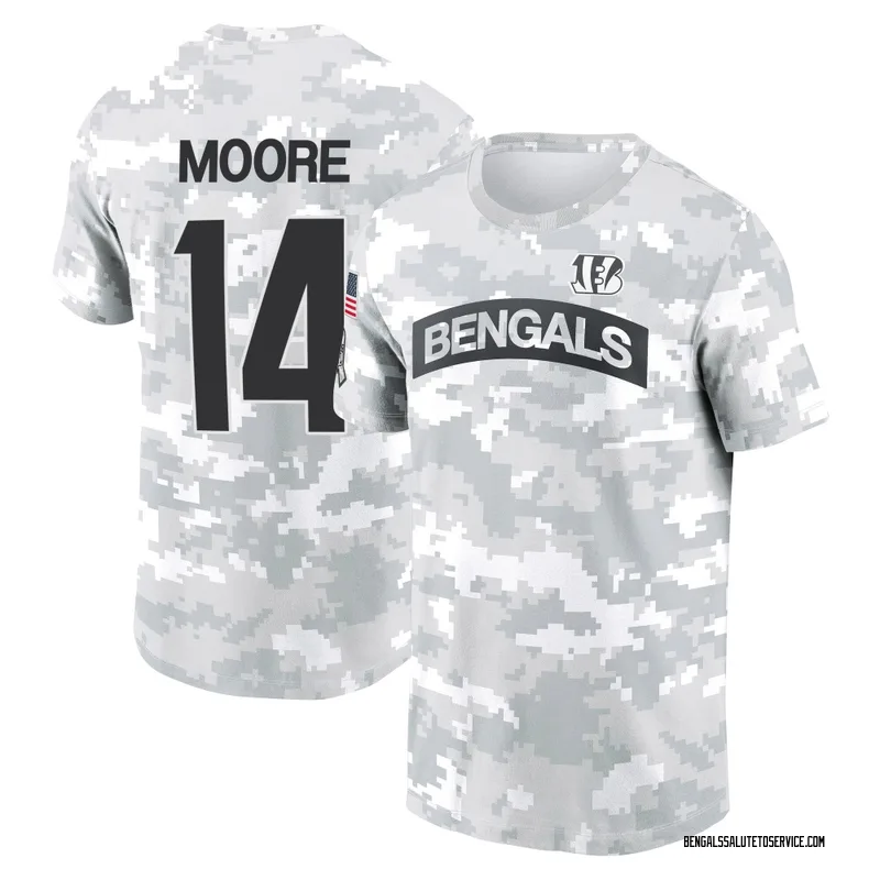 Men's Jordan Moore Cincinnati Bengals Camo Arctic 2024 Salute to Service Performance T-Shirt