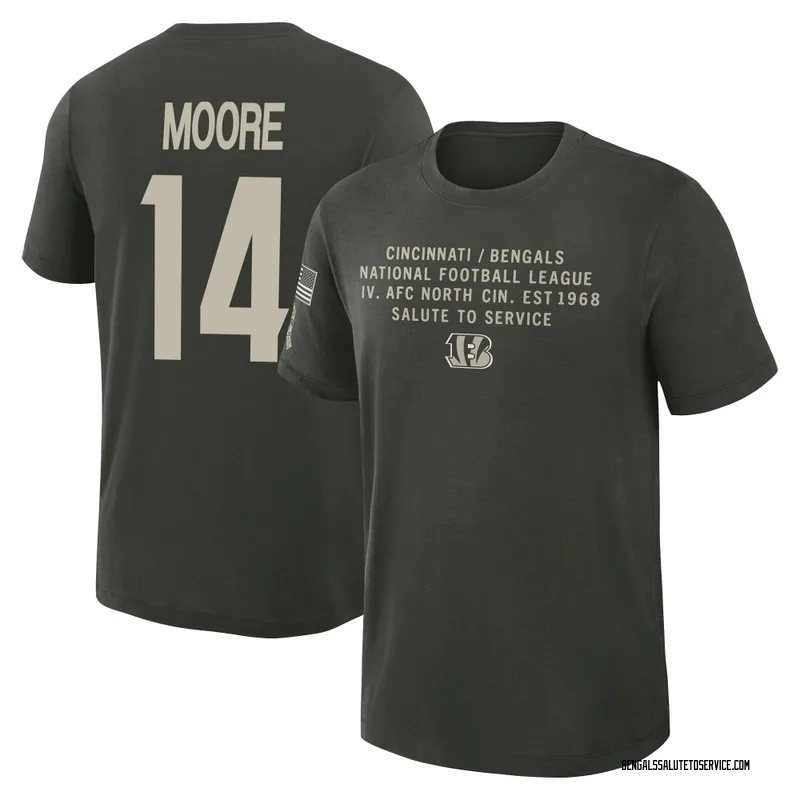 Men's Jordan Moore Cincinnati Bengals Green Dark/ 2025 Salute to Service Sideline Slub T-Shirt