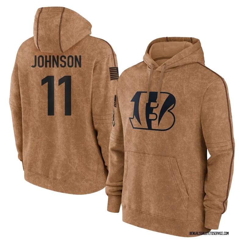 Men's Josh Johnson Cincinnati Bengals Brown 2023 Salute To Service Club Pullover Hoodie