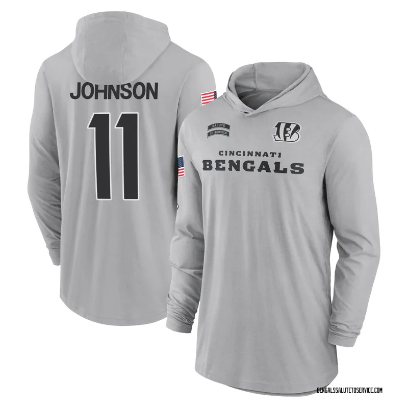 Men's Josh Johnson Cincinnati Bengals Gray 2024 Salute to Service Lightweight Performance Long Sleeve Hooded T-Shirt