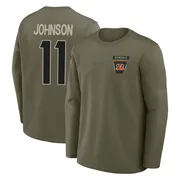 Men's Josh Johnson Cincinnati Bengals Olive 2025 Salute to Service Sideline Coaches Long Sleeve T-Shirt