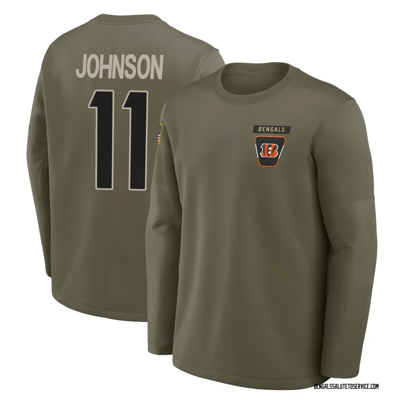 Men's Josh Johnson Cincinnati Bengals Olive 2025 Salute to Service Sideline Coaches Long Sleeve T-Shirt