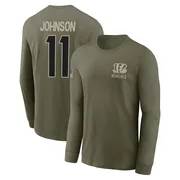 Men's Josh Johnson Cincinnati Bengals Olive 2025 Salute to Service Sideline Long Sleeve T-Shirt