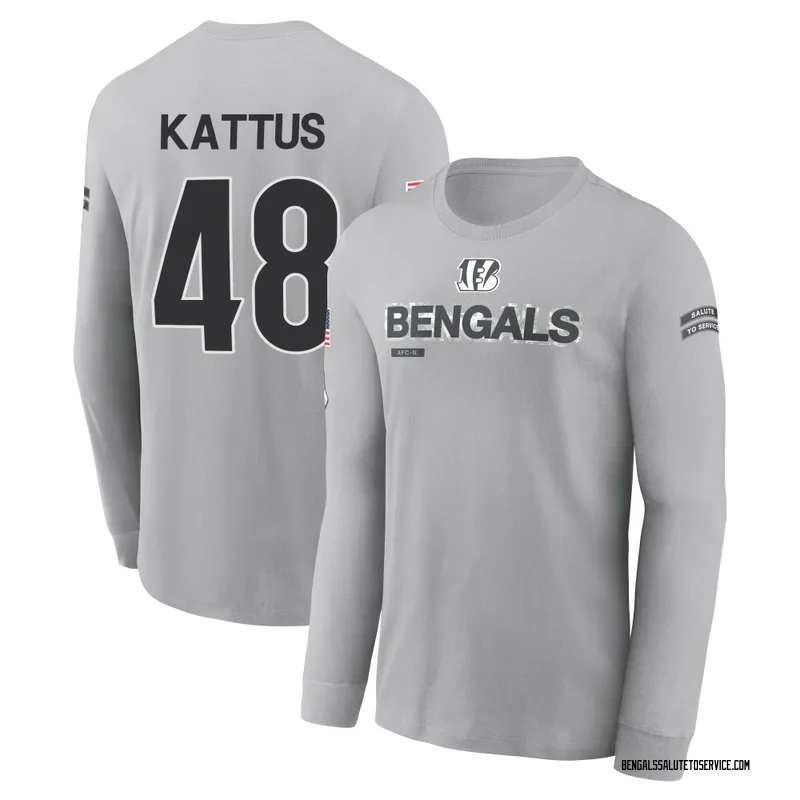 Men's Josh Kattus Cincinnati Bengals Gray 2024 Salute to Service Long Sleeve T-Shirt