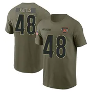 Men's Josh Kattus Cincinnati Bengals Olive 2025 Salute to Service Name & Number T-Shirt