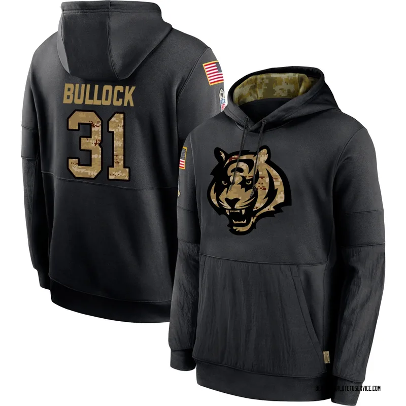 Men's Kentrel Bullock Cincinnati Bengals Black 2020 Salute to Service Sideline Performance Pullover Hoodie