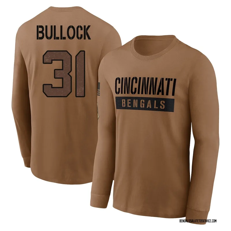 Men's Kentrel Bullock Cincinnati Bengals Brown 2023 Salute To Service Long Sleeve T-Shirt