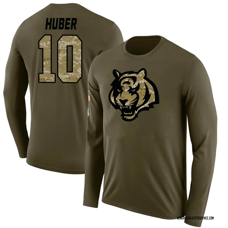Men's Kevin Huber Cincinnati Bengals Legend Olive Salute to Service Sideline Long Sleeve T-Shirt