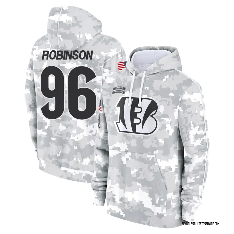 Men's Landon Robinson Cincinnati Bengals Camo Arctic 2024 Salute to Service Club Fleece Pullover Hoodie