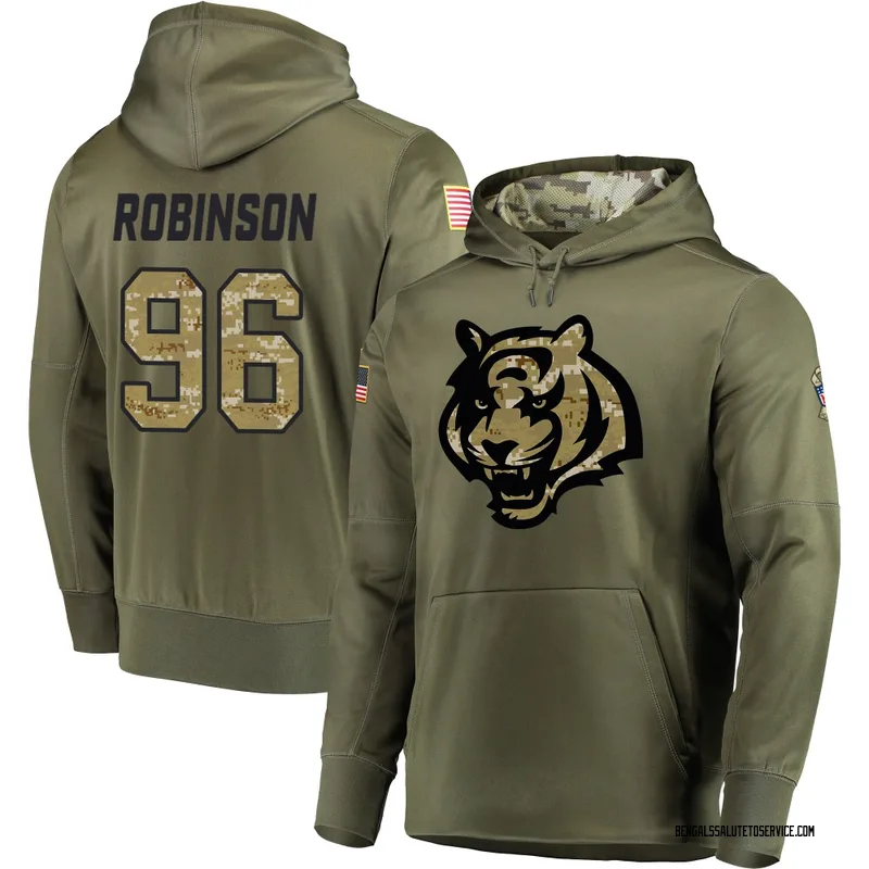 Men's Landon Robinson Cincinnati Bengals Olive Salute to Service Pullover Hoodie